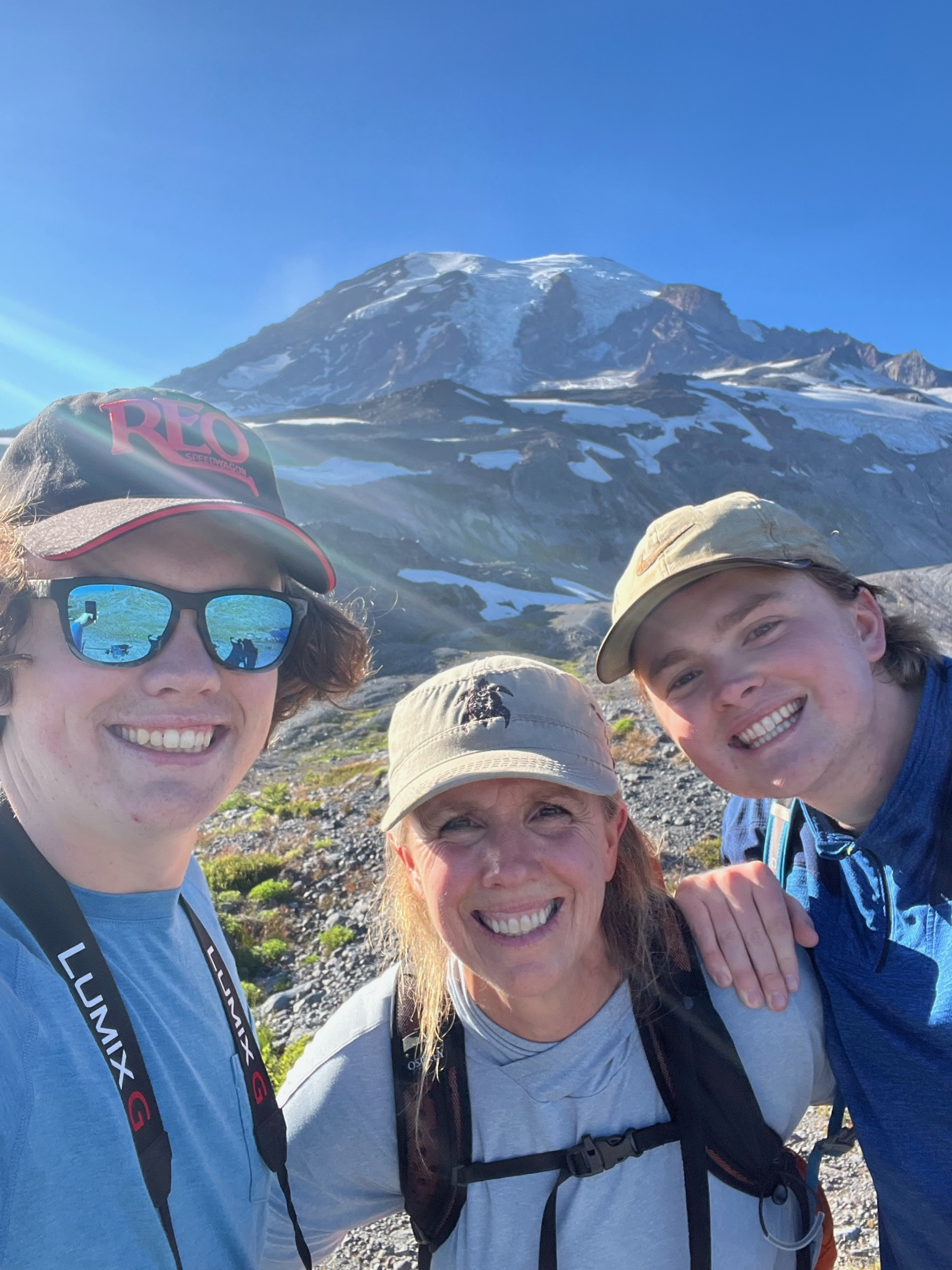 Me, my brother, and my mom in front of Mount Rainier